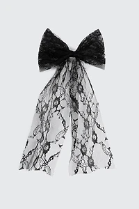 Ardene Lace Hair Bow in Black