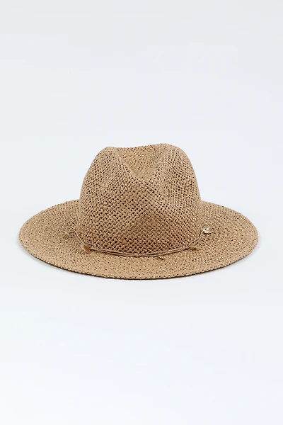 Ardene Straw Hat with Charms in Beige