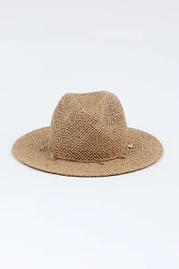 Ardene Straw Hat with Charms in Beige