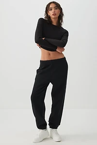 Ardene MADESOFT Fleece Baggy Sweatpants in Black Licorice | Size | Polyester/Cotton | Eco-Conscious