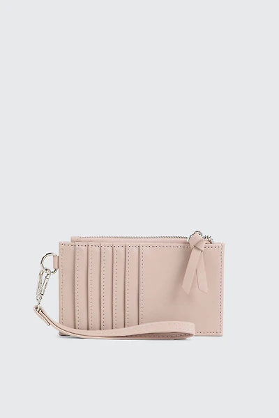 Ardene Topstitched Flat Wallet in Light Pink | 100% Recycled Polyester/Faux Leather | Eco-Conscious