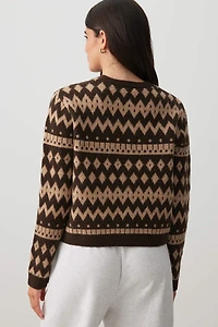 Cardigan court en jacquard à boutons dorés