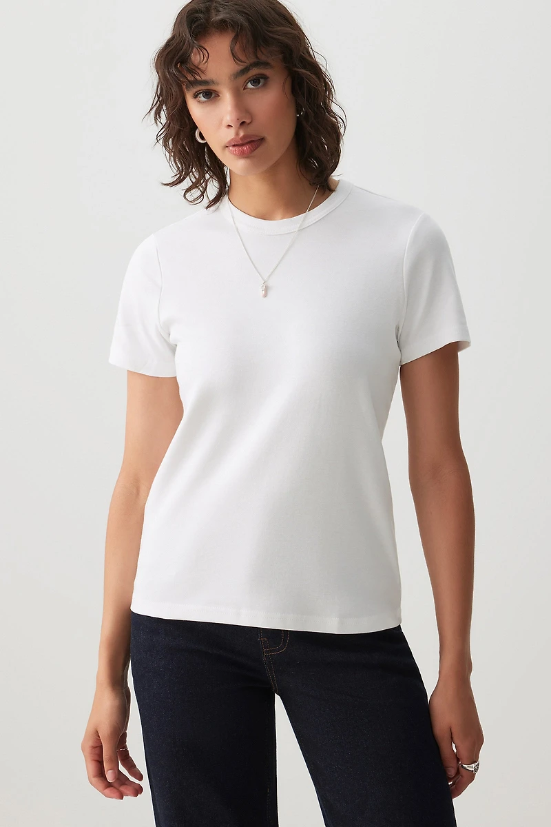 Ardene Short Relax T-Shirt in White | Size XS | 100% Cotton