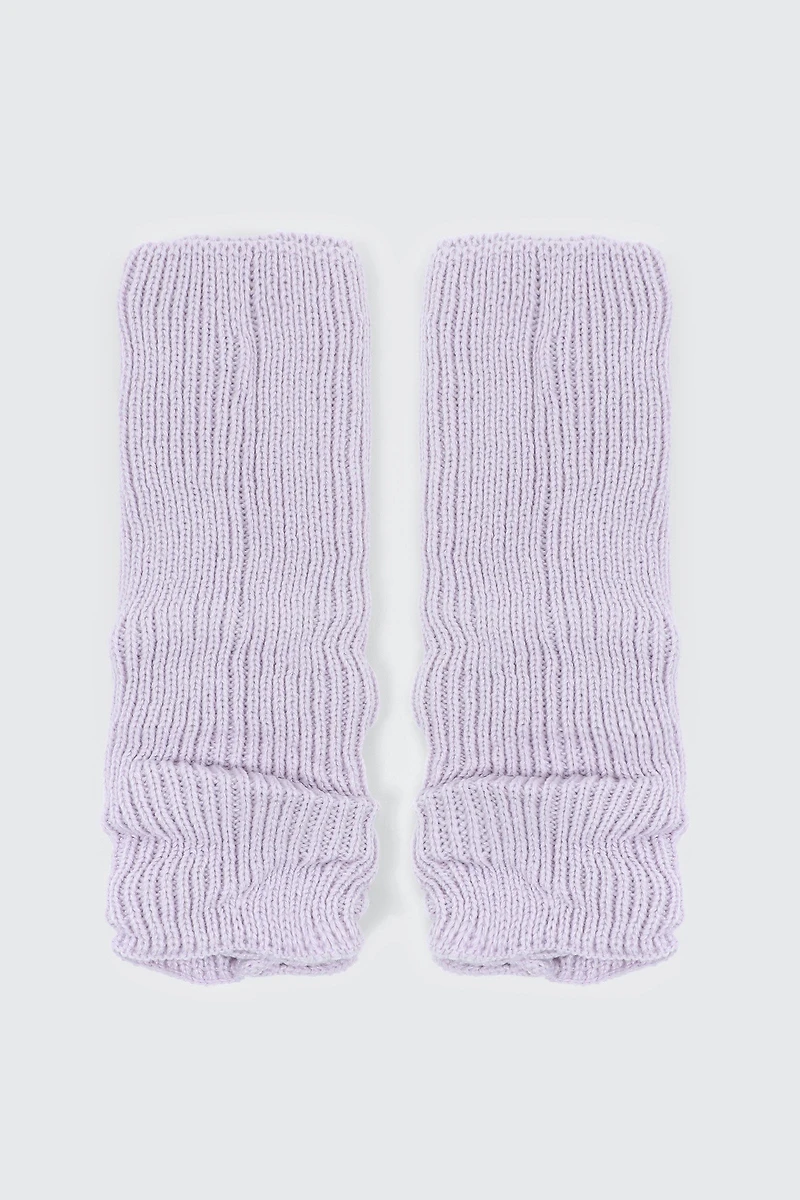 Ardene Kids Rib Knit Leg Warmers in Lilac | 100% Acrylic