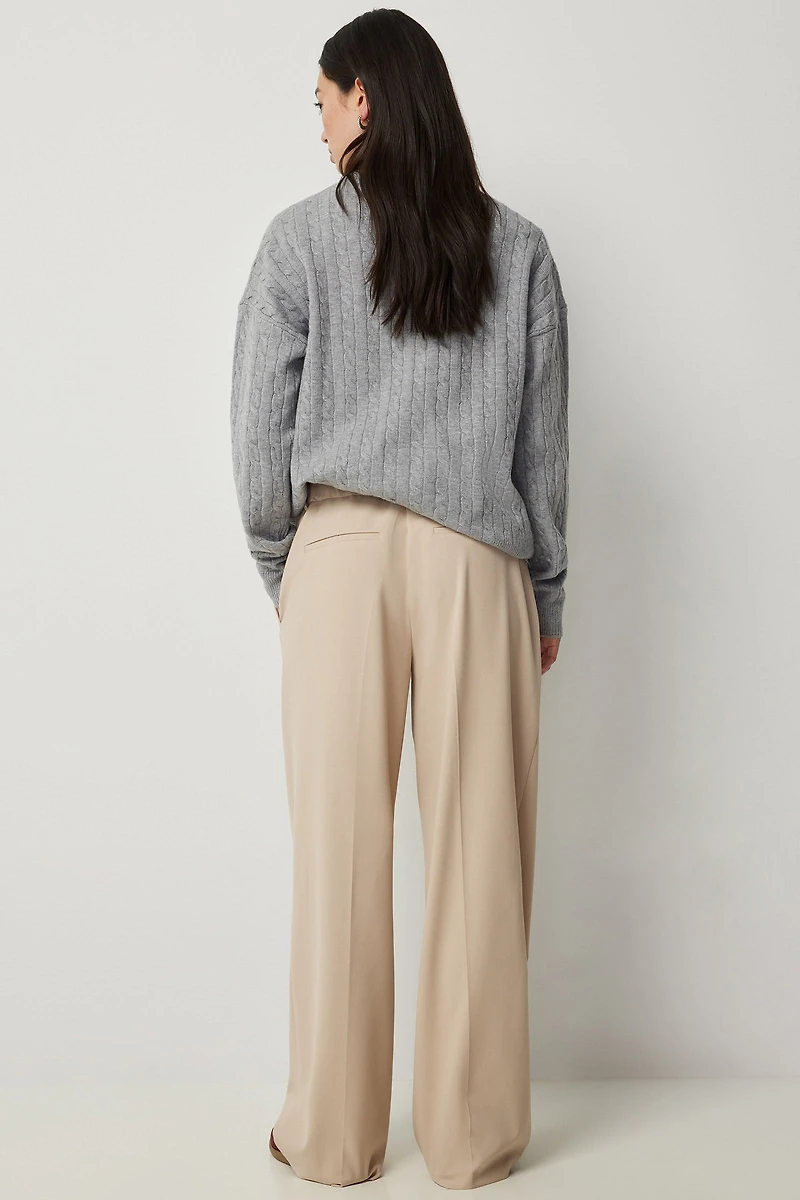 Pantalon habillé ample à taille mi-haute