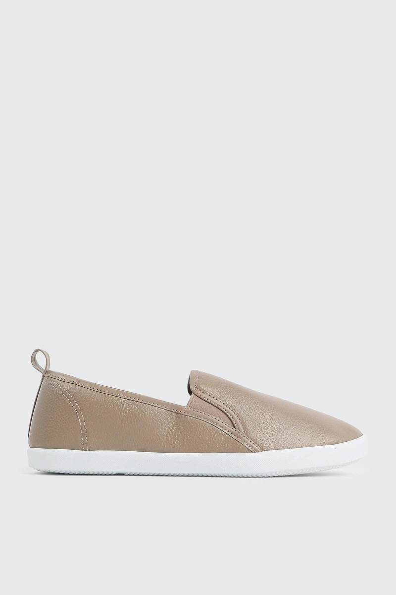 Ardene Slip On Sneakers in Beige | Size | Faux Suede | Eco-Conscious