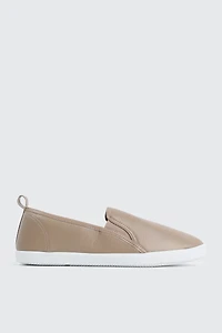 Ardene Slip On Sneakers in Beige | Size | Faux Suede | Eco-Conscious