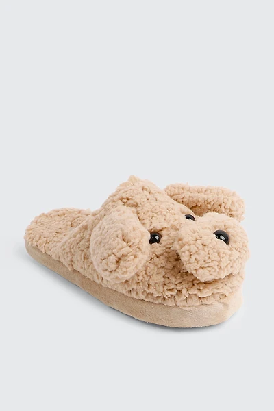 Ardene Berber Fleece Dog Slippers in Beige | Size | Eco-Conscious