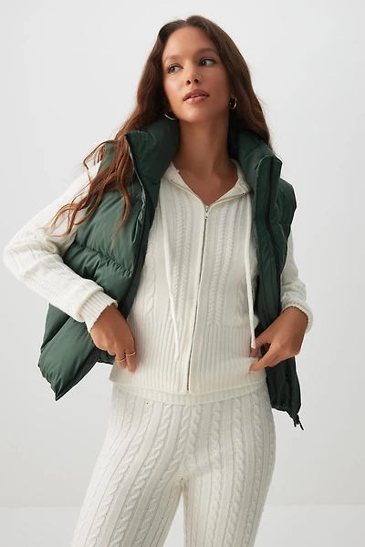 Ardene Short Puffer Vest in Medium Green | Size | Polyester