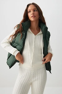 Ardene Short Puffer Vest in Medium Green | Size | Polyester