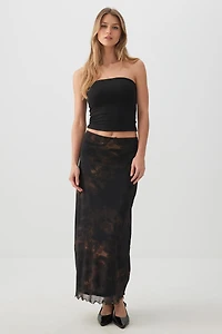 Ardene Mesh Maxi Skirt in Brown | Size | Polyester/Spandex
