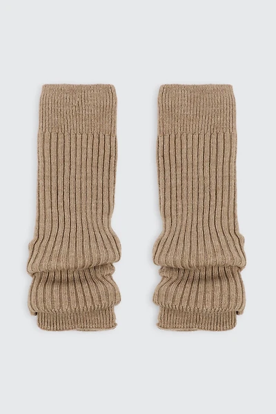 Ardene Ribbed Leg Warmers in Brown | Polyester/Polyamide