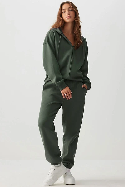 Ardene MADESOFT Fleece Oversized Zip Up Hoodie in Thyme | Size | Polyester/Cotton | Eco-Conscious