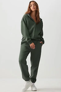 Ardene MADESOFT Fleece Oversized Zip Up Hoodie in Thyme | Size | Polyester/Cotton | Eco-Conscious