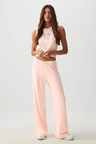 Ardene Wide Leg Pull On Pants in Light Pink | Size | Rayon/Spandex