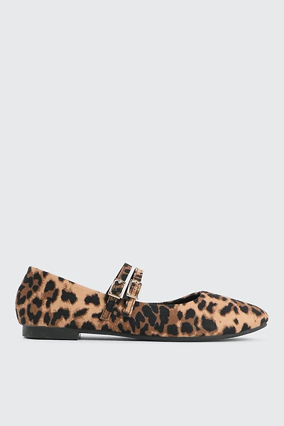 Ardene Mary Jane Flats in Brown | Size | Faux Suede
