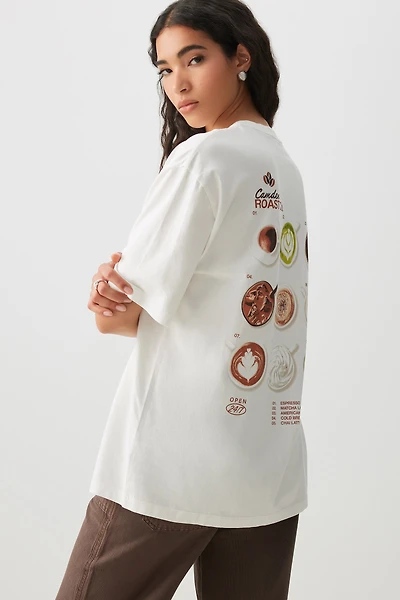 Ardene Oversized Graphic T-Shirt in Off-White | Size | 100% Cotton