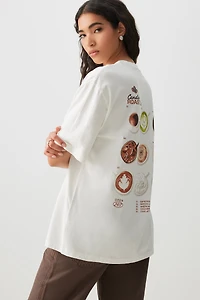 Ardene Oversized Graphic T-Shirt in Off-White | Size | 100% Cotton