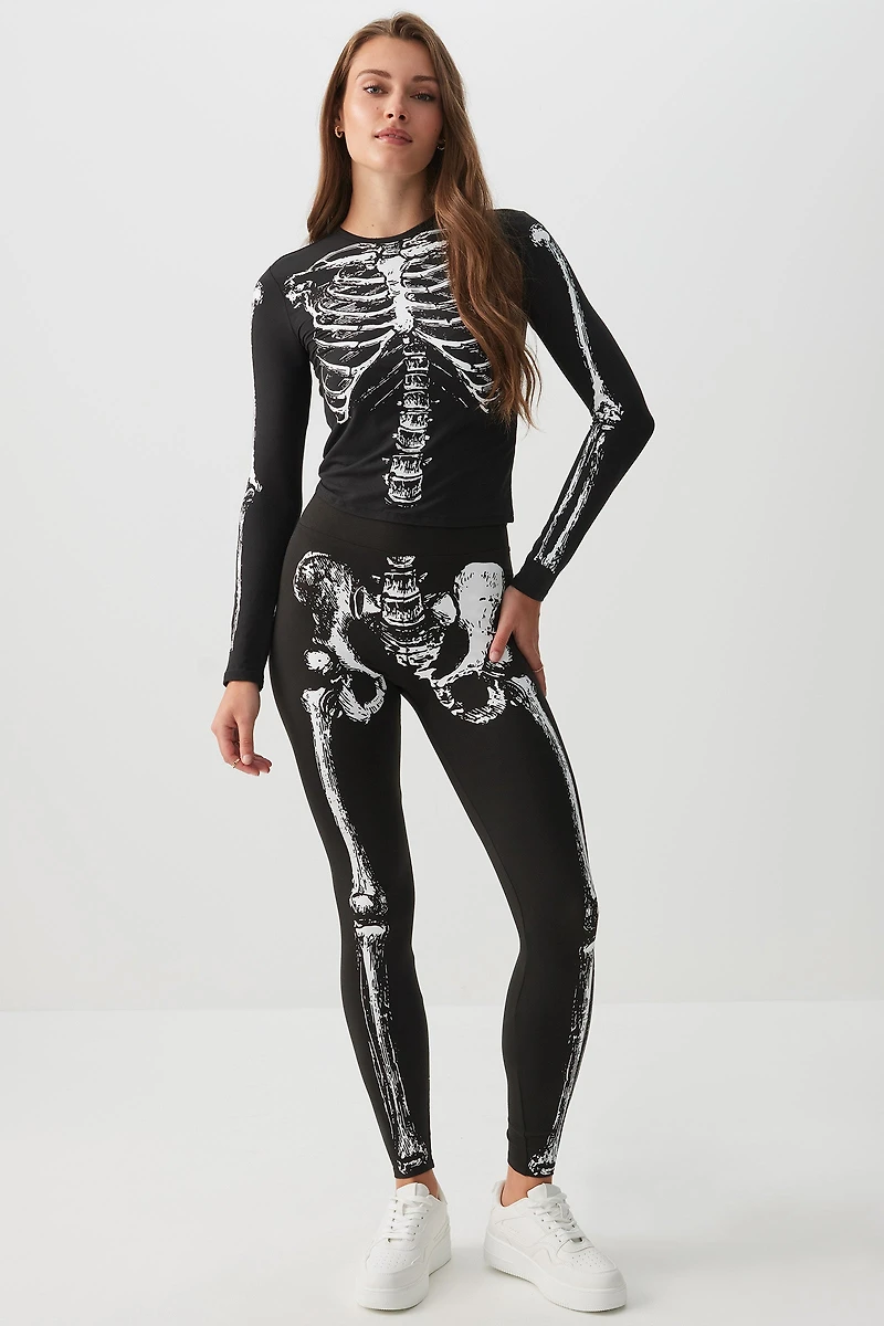 Ardene Skeleton Leggings in Black | Size | Polyester/Elastane