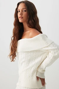 Chandail à épaules dénudées en tricot torsad