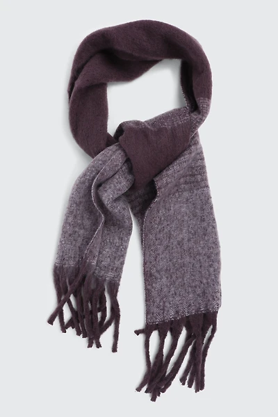 Ardene Rectangular Ombre Scarf with Fringes in Dark Purple | Polyester