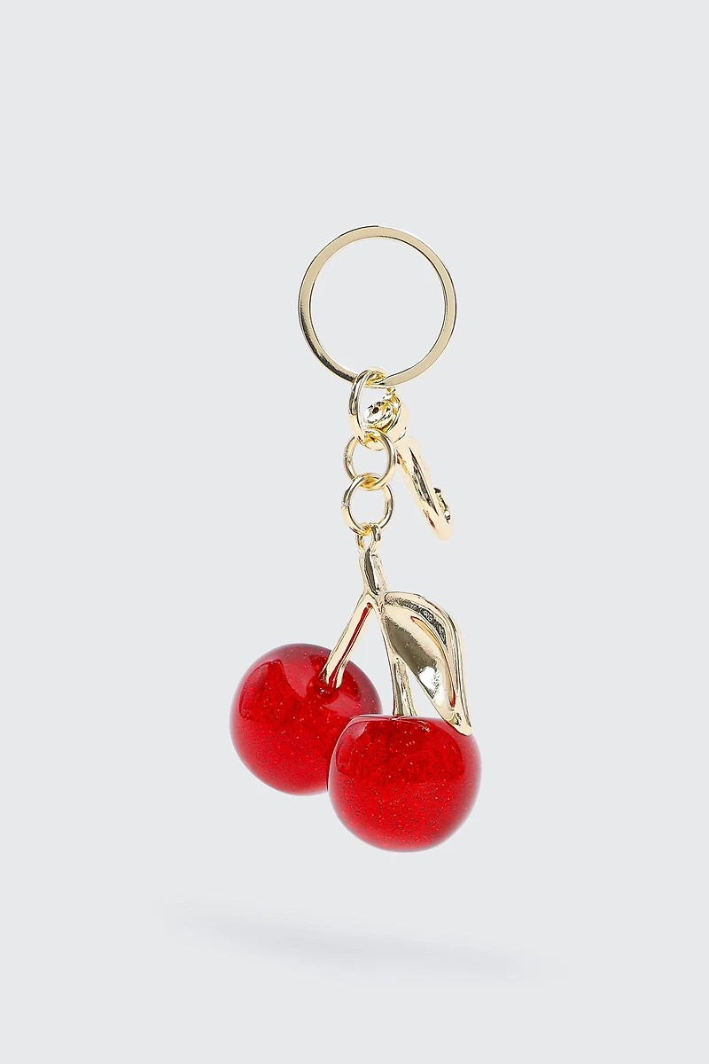 Ardene Cherry Keychain in Red