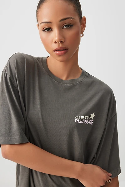Ardene Oversized Graphic T-Shirt in Dark Grey | Size Small | 100% Cotton