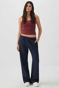 Pantalon à jambe large en molleton délav