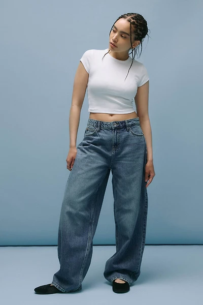 Ardene The Untamed Mid Rise Baggy Jean in Medium Blue | Size | 100% Cotton