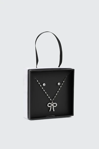 Ardene Bow Jewelry Gift Set in Silver | Stainless Steel