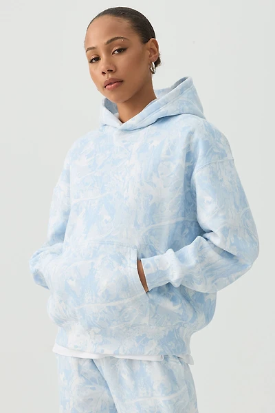 Ardene Blue Camouflage Hoodie in Light Blue | Size | Polyester/Cotton | Fleece-Lined