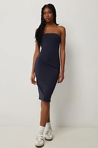 Ardene Midi Strapless Dress in Dark Blue | Size | Polyester/Spandex