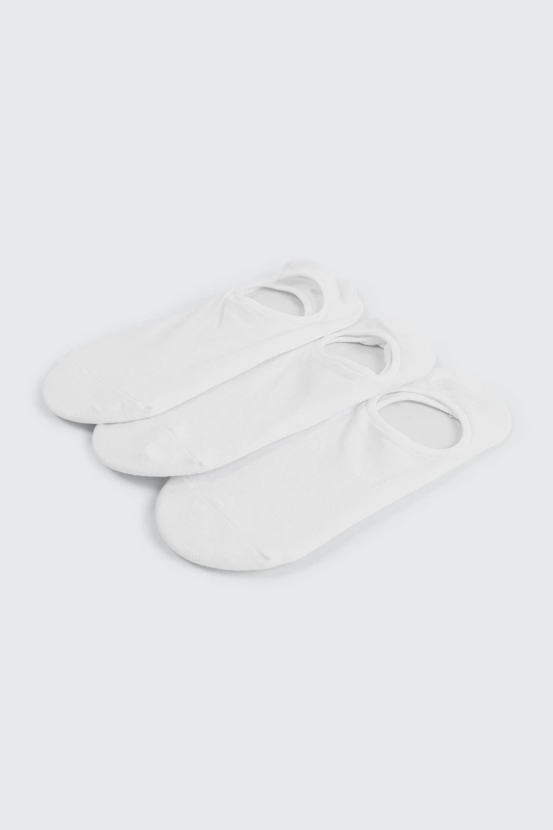 Ardene 3-Pack Cotton Blend Shoe Liners in White | Nylon/Cotton/Elastane