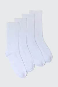 Ardene 4-Pack Solid Crew Socks in White | Polyester/Elastane