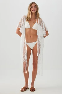 Cache-maillot mi-long à franges