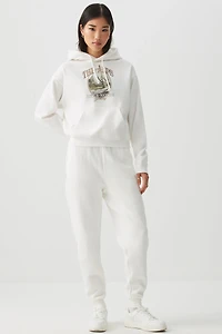 Ardene Slouchy Sweatpants in Off-White | Size | Polyester/Cotton | Fleece-Lined