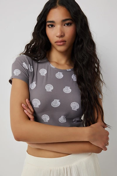 Ardene Printed Baby T-Shirt in Grey | Size Small | Polyester/Spandex