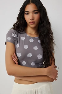 Ardene Printed Baby T-Shirt in Grey | Size Small | Polyester/Spandex