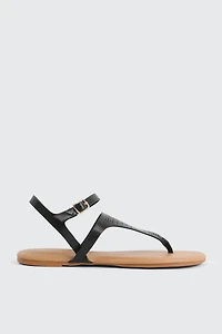 Ardene Laser Cut T-Strap Sandals in | Size | Faux Leather | Eco-Conscious