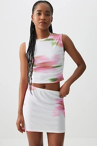 Ardene Mesh Mini Skirt in White | Size XS | Polyester/Spandex