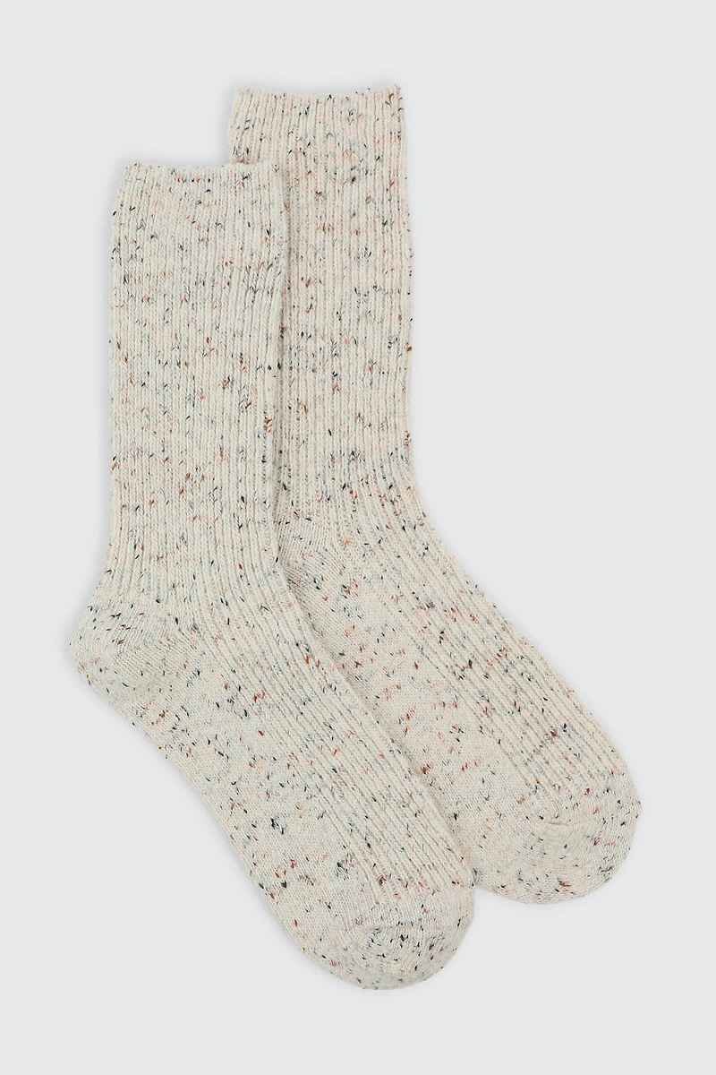 Ardene Speckled Boot Socks in White | Polyester/Spandex