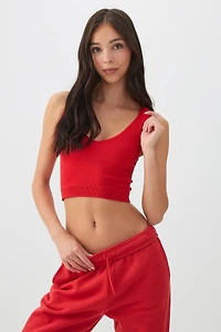 Ardene Seamless Crop V-Neck Tank Top in Chili Pepper | Size | Nylon/Elastane | Eco-Conscious