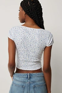 T-shirt court en pointelle