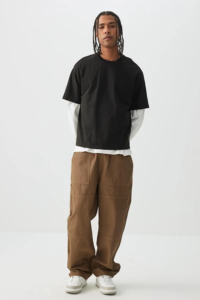Ardene Man Canvas Drawstring Pants For Men in Brown | Size XL | 100% Cotton