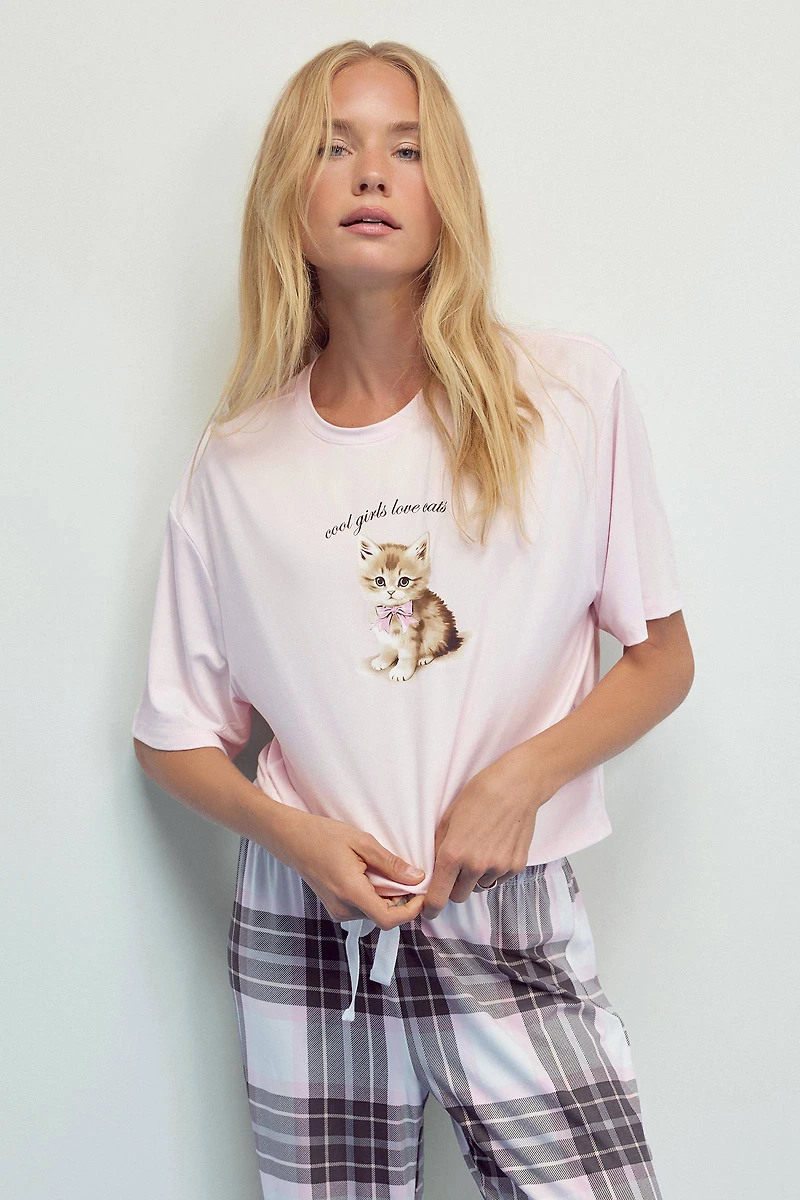 Ardene HUSHKNIT PJ Top in Light Pink | Size Small | Polyester/Elastane | Eco-Conscious