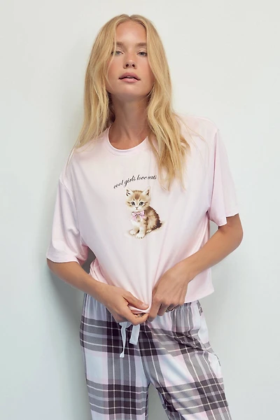 Ardene HUSHKNIT PJ Top in Light Pink | Size | Polyester/Elastane | Eco-Conscious