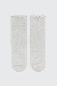 Ardene Lettuce Edge Slouchy Boot Socks in Beige | Polyester/Spandex