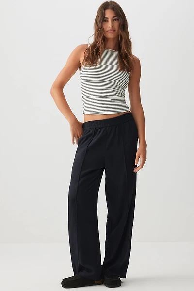 Ardene Flowy Twill Wide Leg Pants in Dark Blue | Size | Polyester