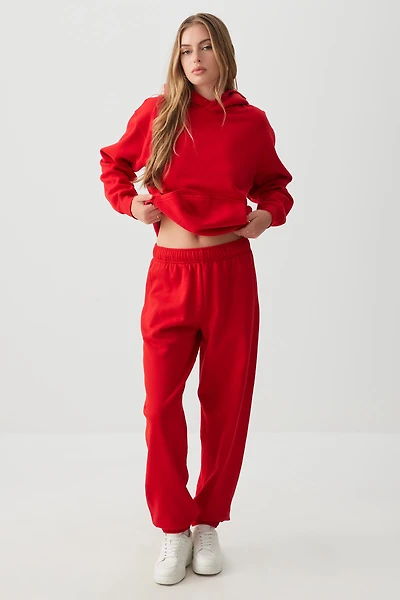 Ardene MADESOFT Fleece Baggy Sweatpants in Flame Red | Size | Polyester/Cotton | Eco-Conscious