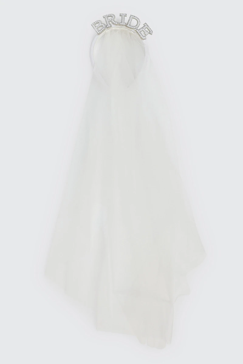 Ardene Bride Headband with Veil in White